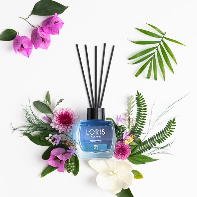 Loris Reed Diffuser - Angel - Aromatic Home Fragrance with Natural Essential Oils, 4.06 fl oz/120 mL – Long‑Lasting, Non‑Toxic, Gift Ready Scented Diffuser with Sticks for Room & Bathroom