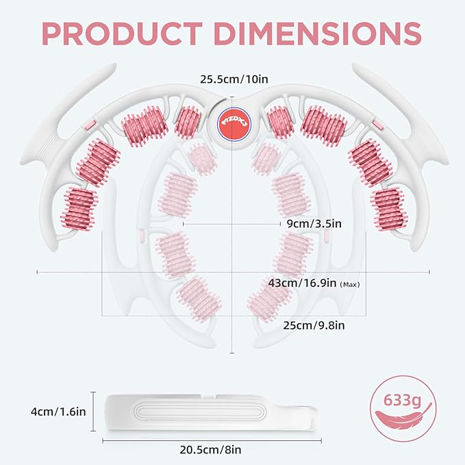 Cellulite Massage Tool Muscle Roller - Deep Fascia Massager & Dimpled Skin Remover for Legs, Thighs & Buttocks - Anti-Cellulite Roller, Smooth Skin, Pain Reliefs (Pink)