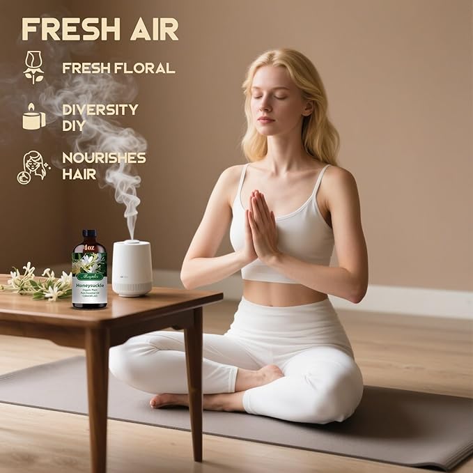 Honeysuckle Fragrance Oil-Honeysuckle Essential Oil 4.33oz (130ml)-100% Pure Natural Scent for Diffusers, Candles, Soap Making & Aromatherapy-Relaxing Home & Gift Essential Oil for Bath, Massage