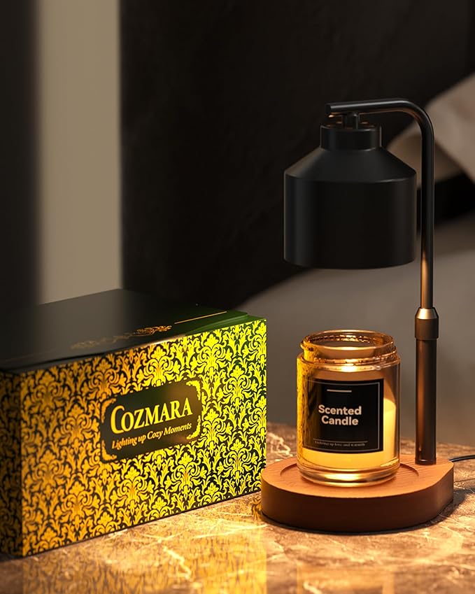 Candle Warmer Lamp with Timer & Dimmer for Yankee Candles, Adjustable Height Candle Warmer for Jar Candles, Wax Melt Lamp for Home Decor & Gifts, Black, 2 Bulbs