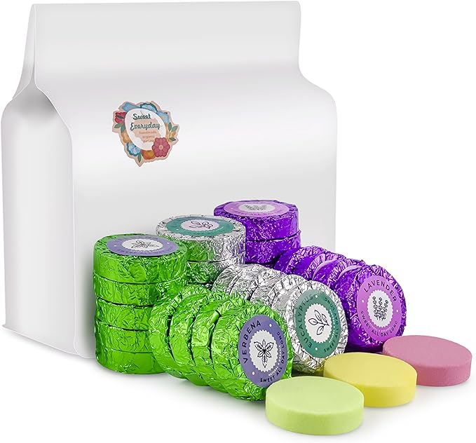 Shower Steamers Multi-Quantity Packed (45PCS) Women/Men Gift Set–Lavender, Verbena, Eucalyptus Aromatic Shower Bombs, Individually Wrapped Tablets for Mother's Day & Anniversaries