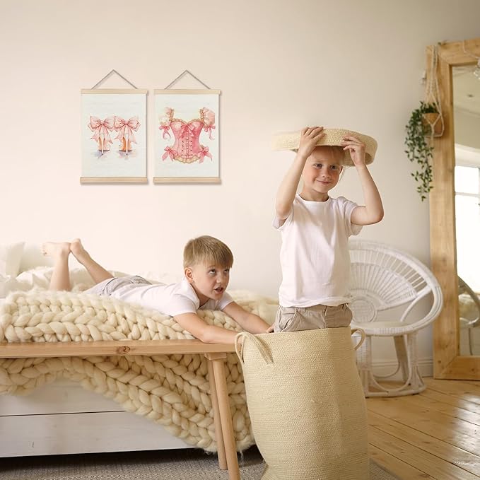 Exqcom Coquette Pink Bow High Heels Dressers Wall Art Poster, Coquette Room Dorm Decor, Pink Girly Aesthetic Posters for Girls Bedroom Dorm Bathroom Apartment, 12x16 Inches Set of 2