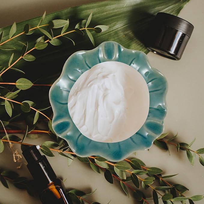 Ceramic Dish for Electric Oil Burner Warmer Diffuser Bowl Holder Essential Oil Plate Ceramic Oil Warmer Tealight Candle Holder Bowl Home Decoration Blue