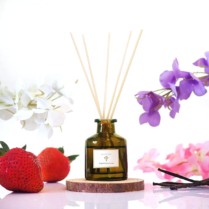 PRISTINE English Country Inn/Inspired by Ritz Carlton Reed Diffuser for Home | Fresh Blend of Strawberry, Vanilla, Musk Reed Diffuser Set, Oil & Reed Diffuser Sticks | Home & Office Decor | Fragrance