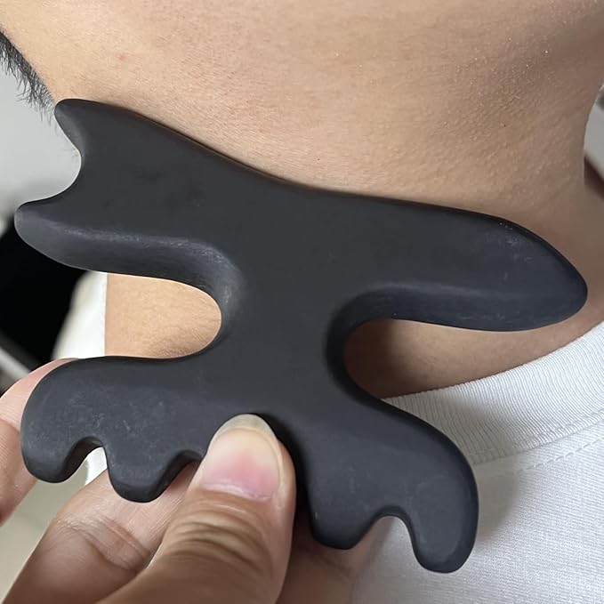 Gua Sha Massage Tool for Body, Natural Bian Stone Gua Sha Scraping Massager, Muscle Relief Massage Board for Back, Legs, Arms, Neck, Shoulder (Medium, 4.7")