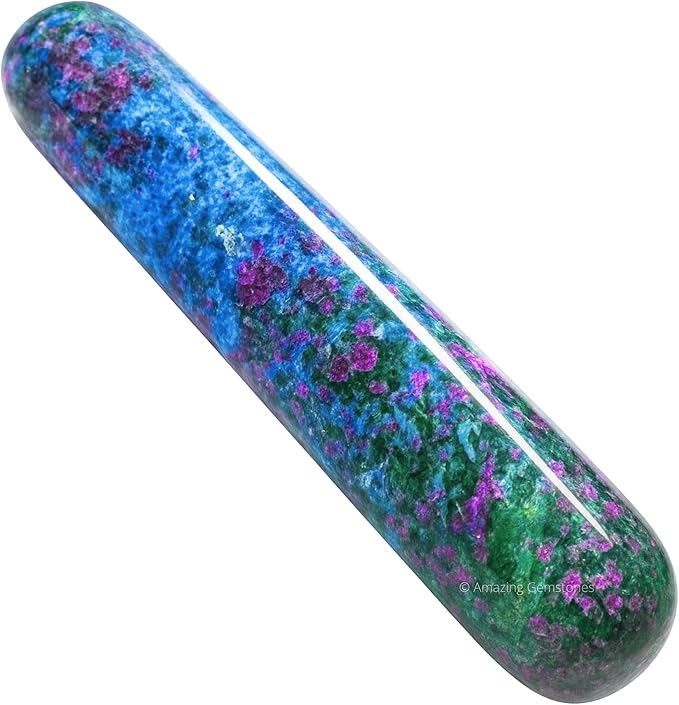 Amazing Gemstone Ruby Kyanite Crystal Wand Massage Stick - Pelvic Wand Gua Sha for Adults - Crystals and Healing Stones Massage Wands for Adults Gifts (Smooth)