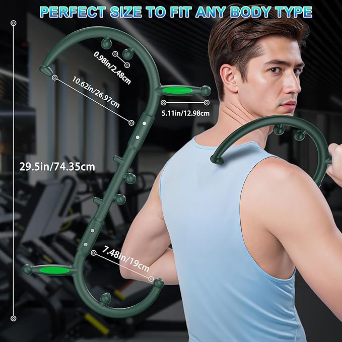 KEINE MARKE Trigger Point Massage Tool, Back Massage Tool, Pressure Point Massage Tool, Handheld Back, Neck, Shoulder, Leg and Feet Massage Hook for Men & Women (Forest Green)