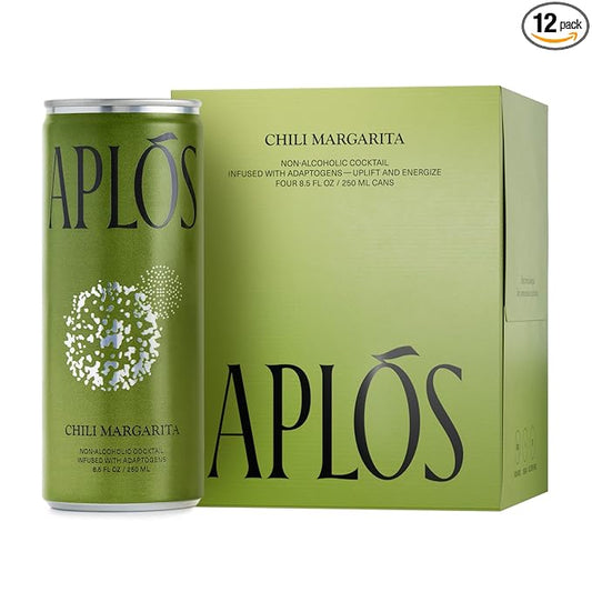 Aplós Arise Canned Chili Margarita Non-Alcoholic Cocktail, Formulated with Adaptogens for Mood & Energy Boosting, Low Calorie, No Added Sugar Beverage (8.5 fl oz. 12-pack)