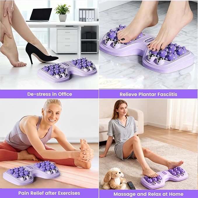 Foot Massager Roller for Plantar Fasciitis Relief, Dual Foot Acupressure Therapy for Pain Relief, Stress Relief and Improved Circulation, Portable Reflexology Tool for Home and Office Use (Green)