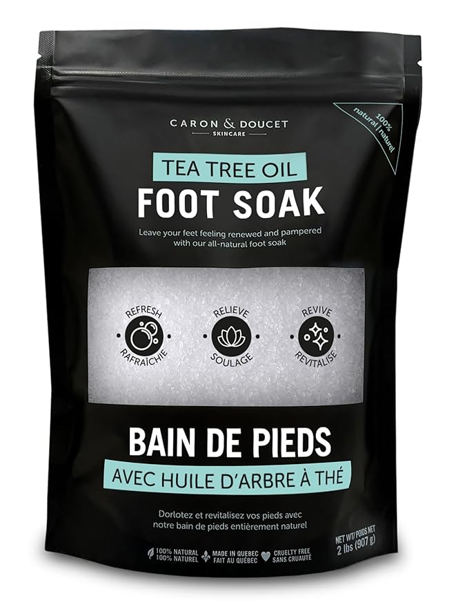 CARON & DOUCET Tea Tree Oil Foot Soak with Epsom Salt and Dead Sea Salt - Natural - Soothes Sore & Tired Feet, Helps Reduce Foot Odor Scent, Softens Calluses - 2lb