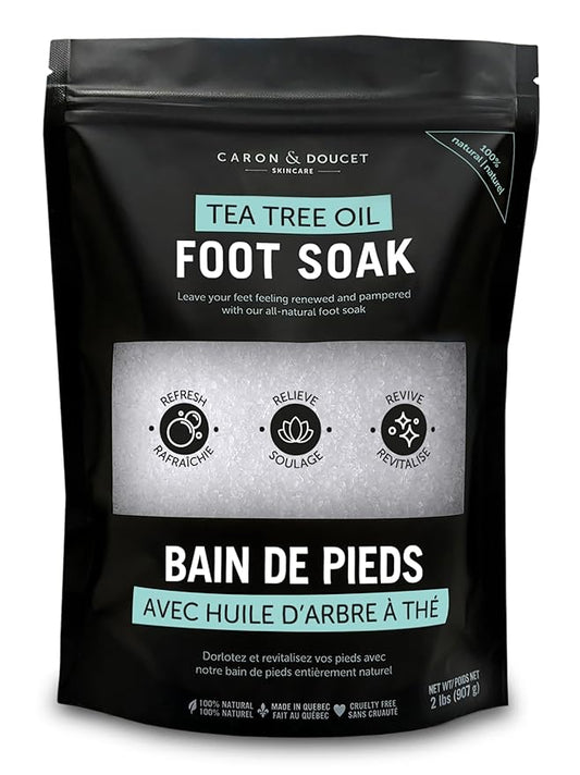 CARON & DOUCET Tea Tree Oil Foot Soak with Epsom Salt and Dead Sea Salt - Natural - Soothes Sore & Tired Feet, Helps Reduce Foot Odor Scent, Softens Calluses - 2lb
