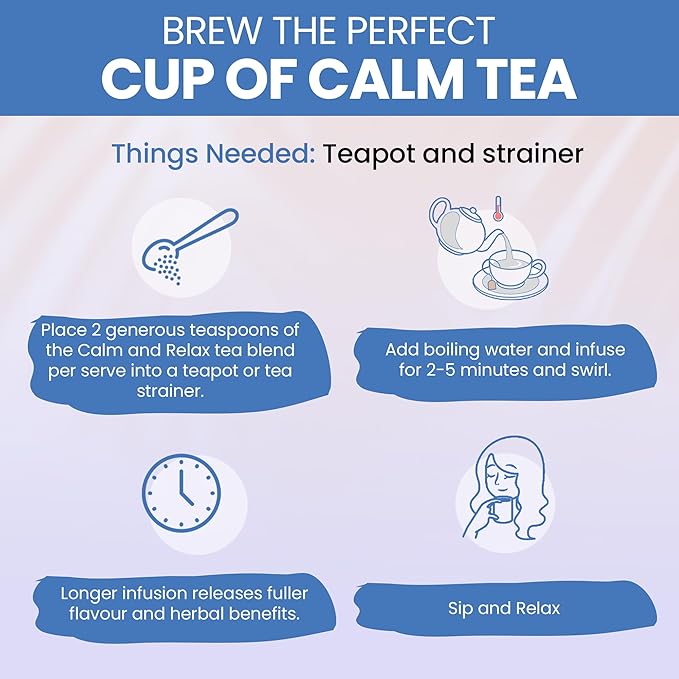 Kintra Foods Calm & Relax Loose Leaf | Herbal Blend With Chamomile, Lavender and Passionflower | Soothing Tea | Caffeine-Free Calming Tea | 60g Jar for Ultimate Relaxation