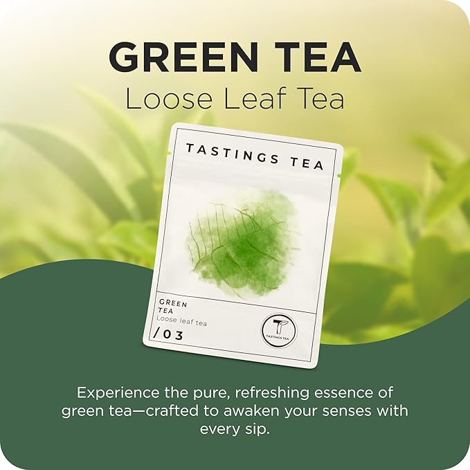 Tastings Tea Green Tea - 2.75 oz Loose Leaf | Enhanced Focus & Mental Clarity | Practice Mindfulness