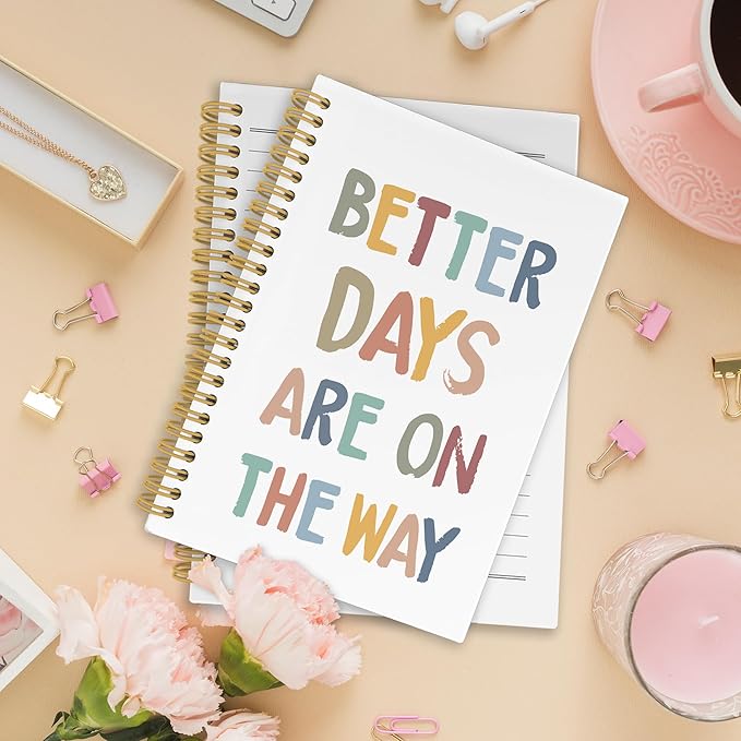 Boho Mental Health Spiral Notebook, Positive Affirmation Journaling Notebooks for Women, Mental Health Hardcover Journals for Office 160 Pages 5.5 x 8.3 Inch, Inspirational Motivational Gifts