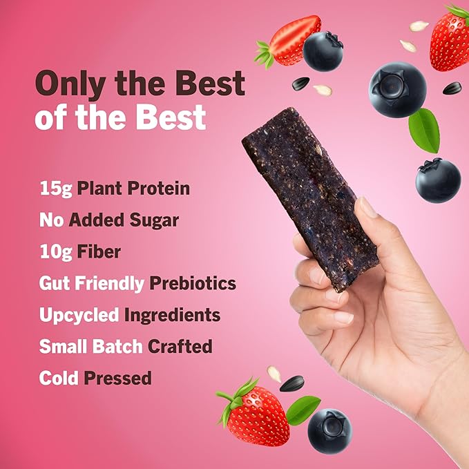 Amrita Nut Free Sunflower Butter & Jelly Vegan Protein Bars (12 Count) | 11g Plant-Based Protein Bar | Peanut Free, Gluten Free, and Dairy Free | Low Sugar, High Fiber, Healthy School-Safe Snacks
