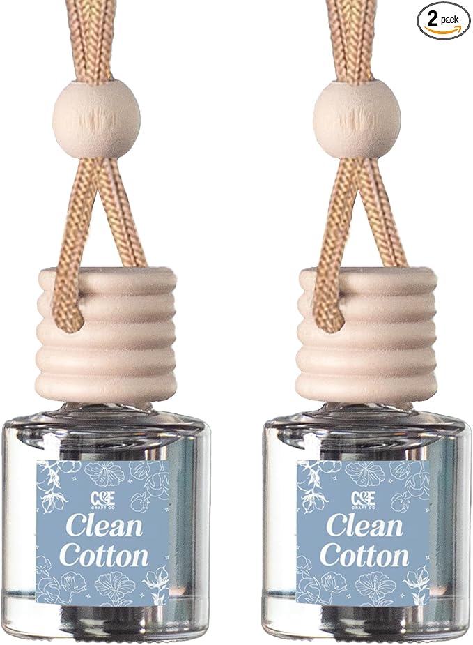CANDECraftCo Car Air Hanging Fragrance Oil, Car Auto Freshener for Essential Oils, Scents Fragrance Aromatherapy Automobile Diffuser, Long Lasting (Clean Cotton)