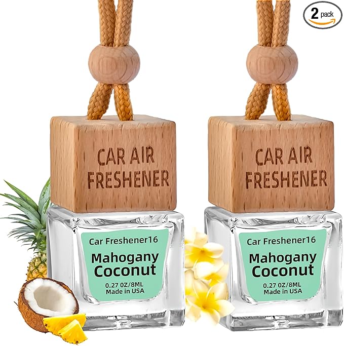 Car Air Freshener Hanging Diffuser – Long-Lasting Essential Oil Scent (Up to 60 Days) – Non-Toxic & Eco-Friendly – 2-Pack Auto Fresheners Made in USA