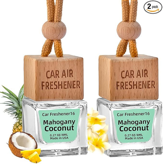 Car Air Freshener Hanging Diffuser – Long-Lasting Essential Oil Scent (Up to 60 Days) – Non-Toxic & Eco-Friendly – 2-Pack Auto Fresheners Made in USA