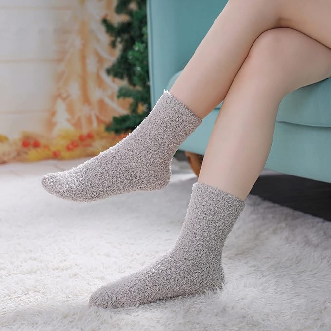 LINEMIN Womens Fuzzy Socks Cozy Fluffy Winter Warm Slipper Socks Microfiber Soft Home Sleeping Socks