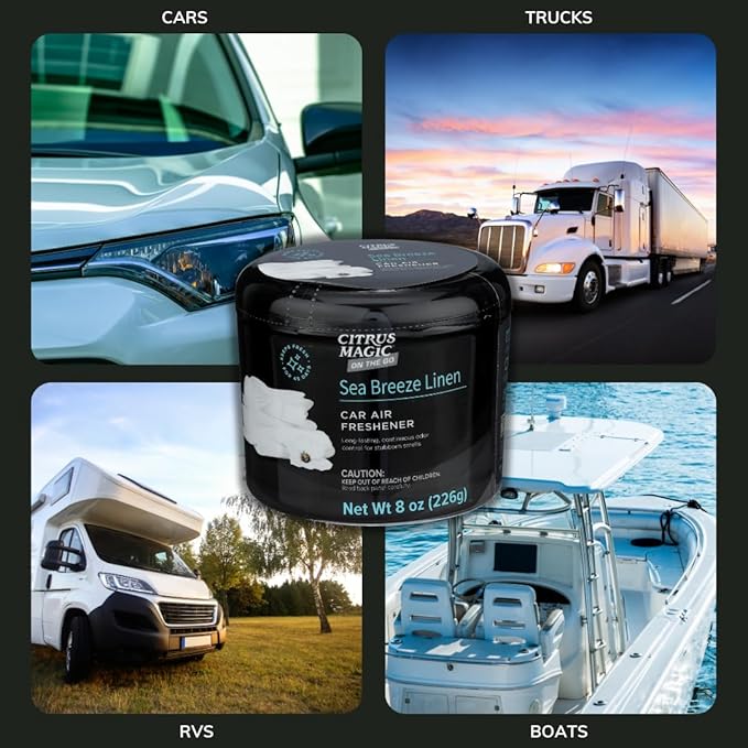 Citrus Magic On The Go Odor Absorbing Solid Air Freshener, Sea Breeze Linen, 8-Ounce, Pack of 1