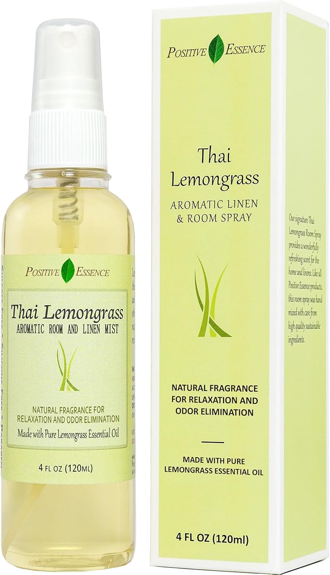 Thai Lemongrass Linen and Room Spray, Natural Air Freshener Made with Pure Lemongrass Essential Oil, Bathroom Air Freshener or Calming Pillow Spray