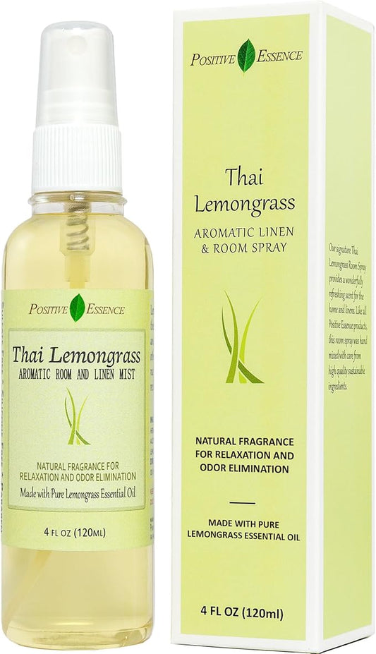 Thai Lemongrass Linen and Room Spray, Natural Air Freshener Made with Pure Lemongrass Essential Oil, Bathroom Air Freshener or Calming Pillow Spray