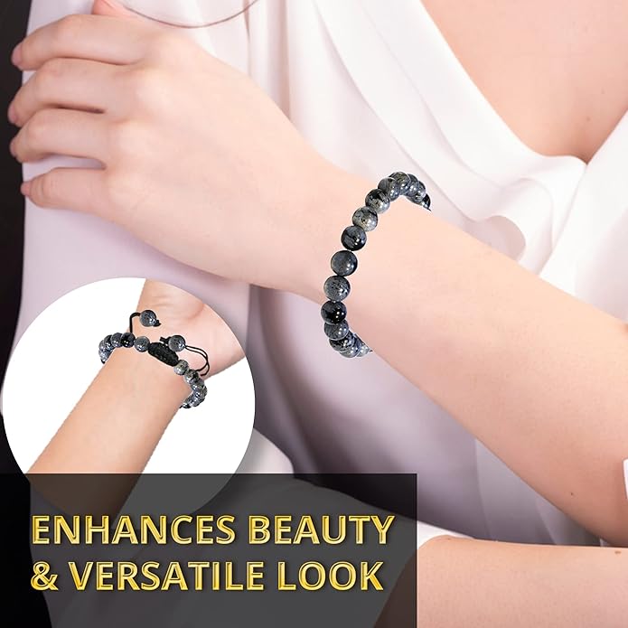 Energy Protection Crystal Handmade Adjustable Bead Bracelet Perfect for Men, Women’s Gift - Gemstone Healing Stretch Bracelet Pulsera Para Hombre Mujer Stocking Stuffer