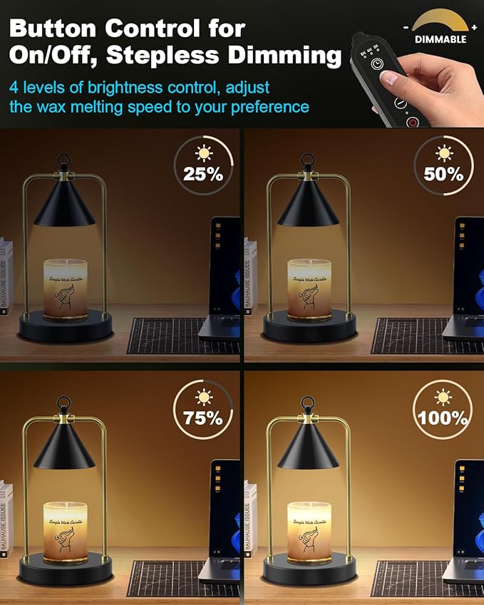 Candle Warmer Lamp with Timer-Dimmable Wax Warmer for Scented Wax Jar Candles, Electric Black Candle Lamp Warmer for Jar Candle, Mothers Day Gifts for Mom, House Warming Gifts New Home Decor Aesthetic