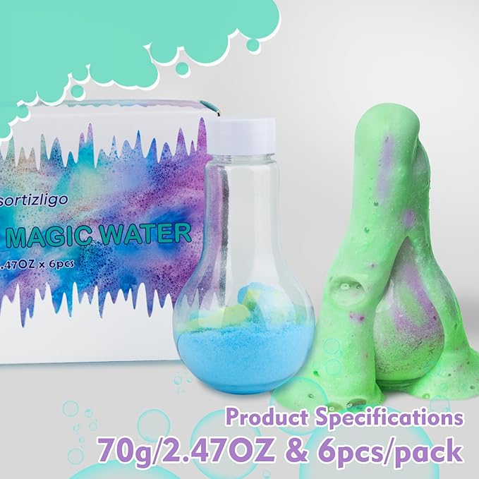 Kids Bath Bombs, 6 Pack Fizzy Bubble Bath Explosions, Large Bubble Volume Colorful Burst Bath Bombs for Kids, Scientific & Magical Bath Time Buddy, Fun & Educational Kids Bath Experience