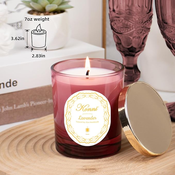 KONNI Lavender Scented Candles, Soy Candles, Aromatherapy Candle, Scented Candle for Men Women, 7.05oz Soy Wax Candle for Home, Birthday Gifts for Mom, Lovers