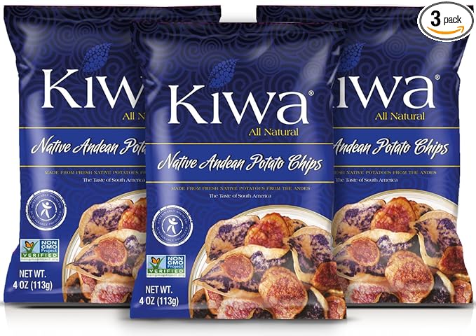 KIWA Native Andean Potato Chips - Healthy Veggie Snacks - Vegetable Snacks for Kids & Adults - Deliciously Crunchy Kettle-Cooked Chips - Gluten-Free & Non-GMO (3 Individual Snacks Pack)