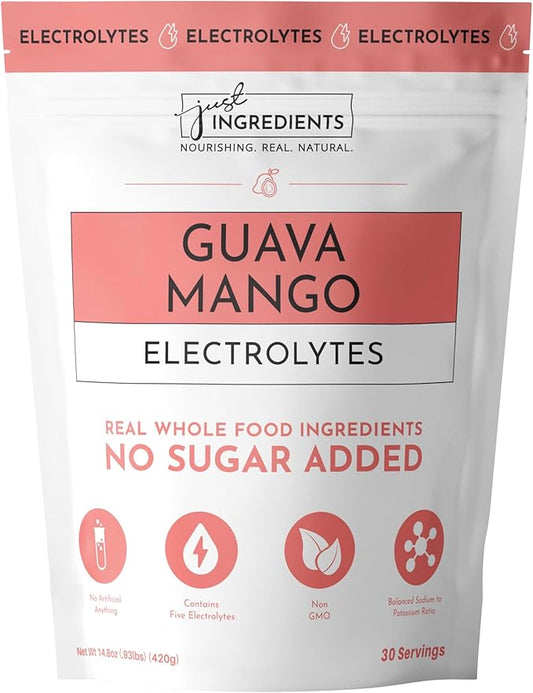 Guava Mango Electrolytes – 30‑Serving Hydration Drink Mix with Coconut Water, Sea Salt, and Trace Minerals – Supports Hydration, Recovery, and Electrolyte Balance*