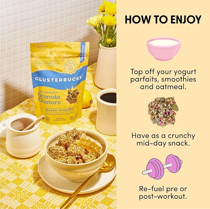 Clusterbucks Superfood Clusters – Grain-Free, Keto-Friendly Granola with Regeneratively Grown Sprouted Buckwheat– Gluten-Free, Low-Carb, Organic Healthy Snack (6 Ounce (Pack of 6), Variety #2)