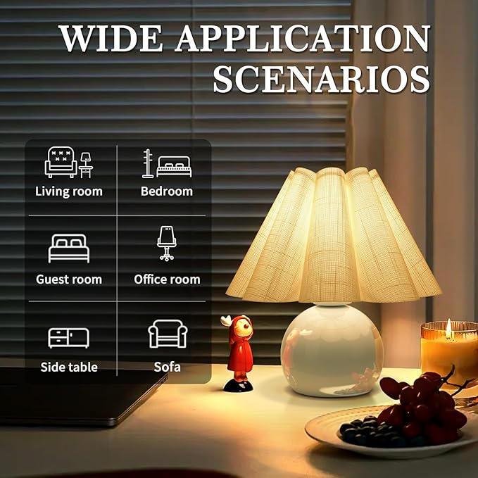 Light Blue Small Touch Control Table Lamp for Bedroom,Blue Bedside Lamps for Nightstand,Cute Mini Small Table Lamps for Small Spaces with Scalloped Shade for Kitchen Counter,Bookshelf,Living Room