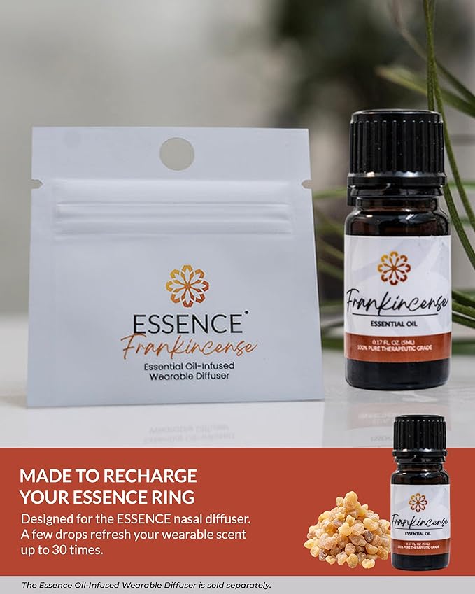 Essence Frankincense Essential Oil – 100% Pure & Therapeutic Grade – Perfect for Aromatherapy, Diffusers & Recharging Essence Nasal Diffuser Rings – Natural Stress & Mood Support (5mL)