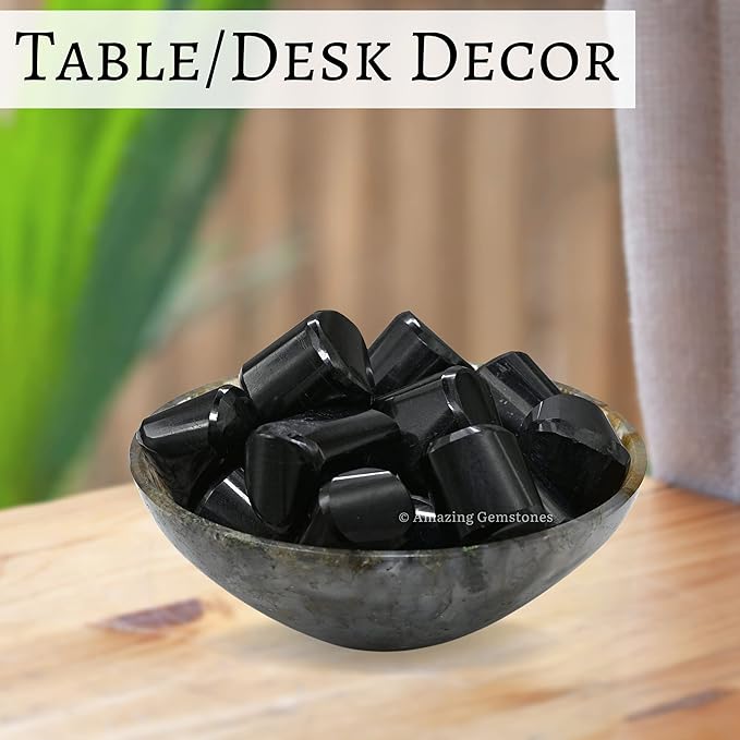 Amazing Gemstone Black Tourmaline Crystals and Healing Stones Tumbled - 1 oz, Natural Healing Stones for Energy Balance, Stress Relief - Premium Polished Gems Rocks for Meditation and Wellness