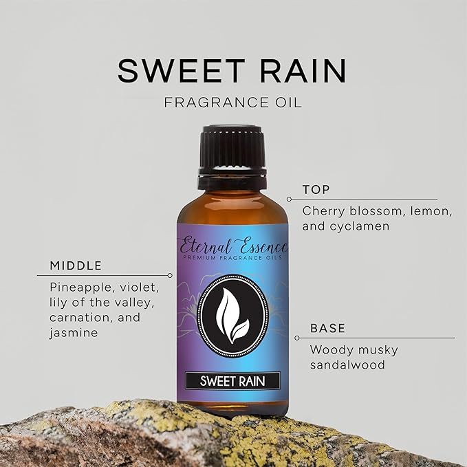 Eternal Essence Oils Sweet Rain 30ml Premium Fragrance Oil - for Candle, Soap Making, Aromatherapy, Diffusers, Home Care, & Humidifiers