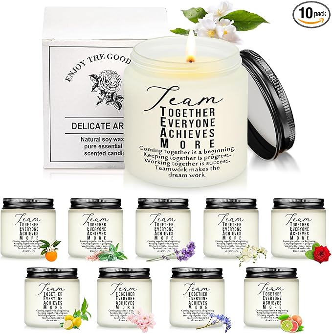 Fumete 10 Pcs Jars Scented Soy Candles 3.5 oz May You Be Proud of The Difference Candles Team Thank You Gifts for Employee Appreciation Gifts Coworker Vet Tech Nurse Teachers(White,Team)