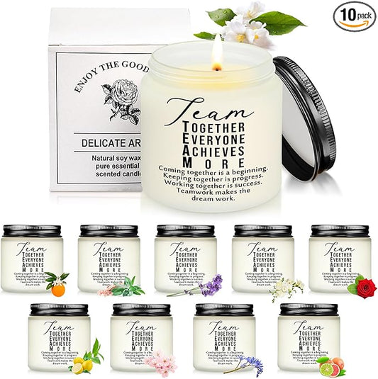 Fumete 10 Pcs Jars Scented Soy Candles 3.5 oz May You Be Proud of The Difference Candles Team Thank You Gifts for Employee Appreciation Gifts Coworker Vet Tech Nurse Teachers(White,Team)