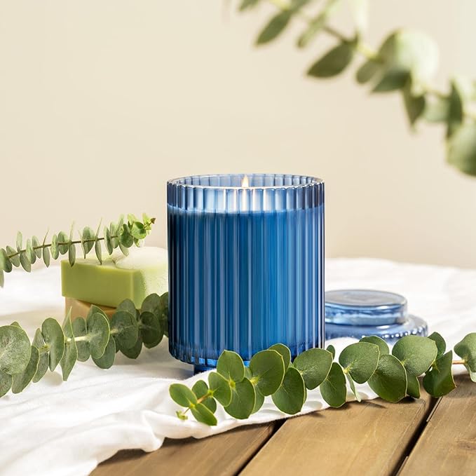 LA JOLIE MUSE Eucalyptus & Rosemary Scented Candle - Aromatherapy Candle for Relaxation, Natural Soy Wax, Glass Jar Candles for Gift and Home Decor, 80 Hours Long Burning, 12.3oz