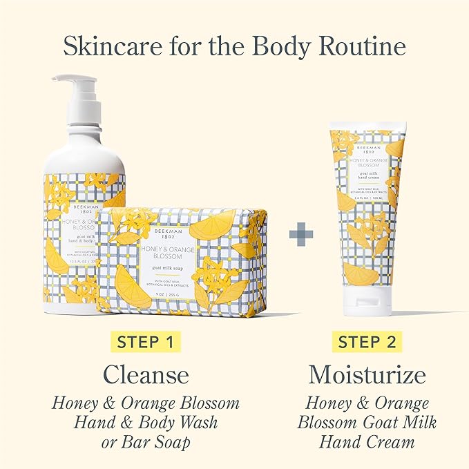 Beekman 1802 Pure Goat Milk Hand Cream, Honey & Orange Blossom - Scented - 3.4 oz - Moisturizing Lotion for Dry Skin - Anti-Aging Hydration - Good for Sensitive Skin - Cruelty Free
