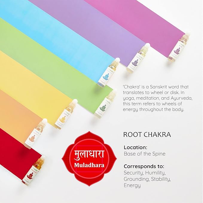 Root Chakra Essential Oil Roll-On Blend by Aromafume | 10ml/0.33 fl oz | Muladhara | Aromatherapy Oils for Chakra Balance | Patchouli Extracts | Chakra Incense for Meditation, Yoga, Reiki