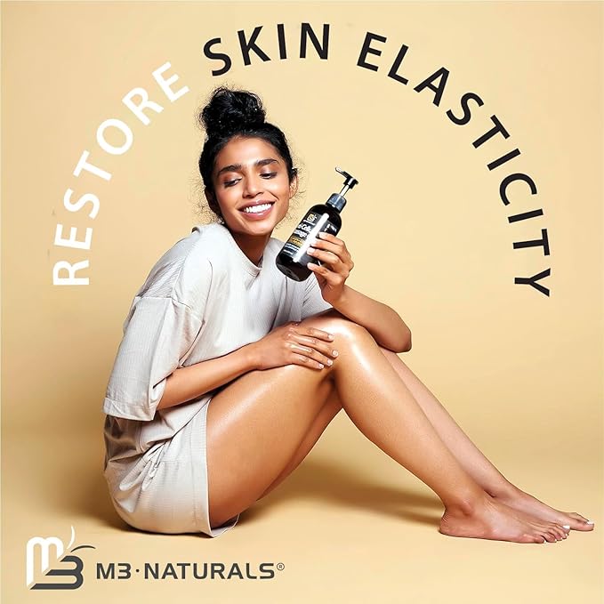 M3 Naturals Firming Body Massage Oil with Collagen & Stem Cell – Helps Smooth The Appearance of Cellulite & Improve Skin Texture – Refreshing Aromatherapy Body Oil for Legs & Full Body – 16 Fl Oz