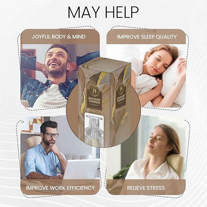 Brooklyn Fragrance Co. Marble - Long Lasting Scented Aroma Diffuser – Mahagony Teakwood Air Freshener for Home- Fragrance Diffuser for a Large Room - 100ML