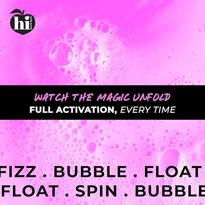 Hi Peach Layne Cherry Blossom Bath Bombs 12-Pack (3.5 oz Each) – Vegan, Clean Beauty Spa Gifts for Women & Kids, Fun Fizzing Bath Bombs for Girls