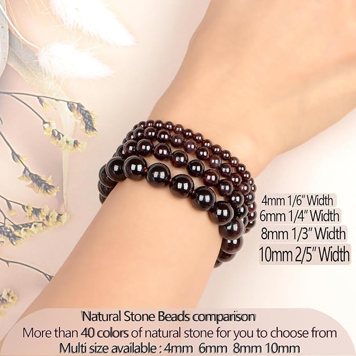 LPBeads Handmade Natural Gemstone Stretch Elastic Bracelet Healing Crystal Round Stone Beads Jewelry Gifts for Women Men