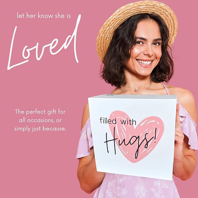 Boxzie You are Loved Gift Box Set for Women, Unique I Love You Gifts for Her, Sending Hugs Care Package - Basket with Pillow, Candle, Soap for Mom, Wife, Daughter, Sister, Best Friend, Grandma