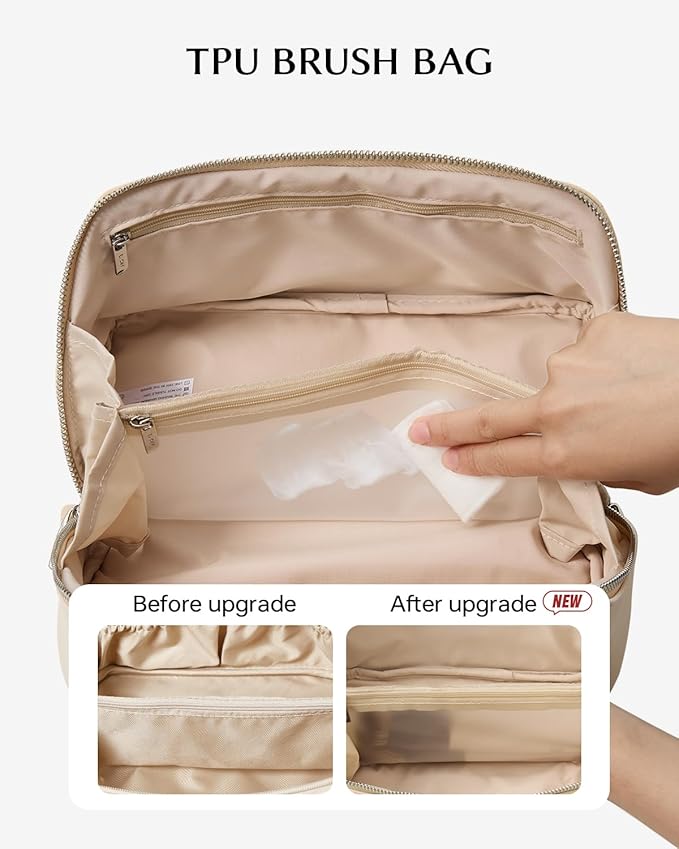 EACHY Travel Makeup Bag,Large Capacity Cosmetic Bags for Women,Waterproof Portable Pouch Open Flat Toiletry Bag Pattern Makeup Bag