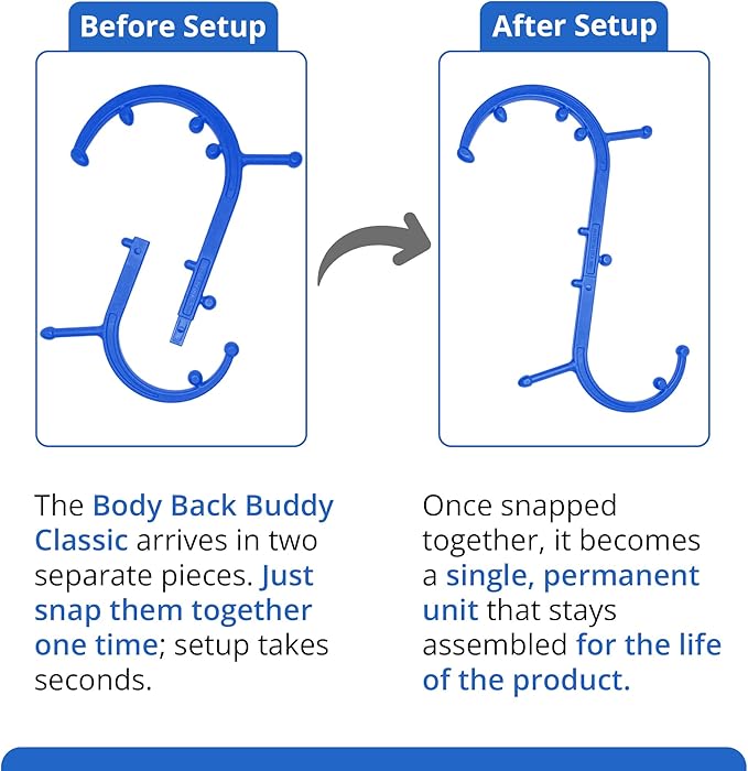 Body Back Buddy Classic USA Made Handheld Full Body Massage Cane Pressure & Trigger Point Massage Tool for Deep Tissue Pain Relief - Dual Massage Hooks for Back, Shoulder, Neck. Manual Back Massager