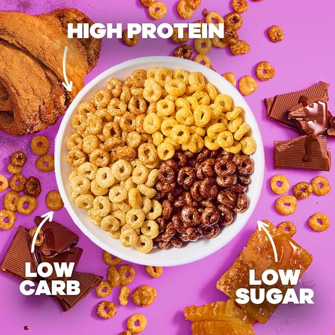 Crispy Fantasy High Protein Cereal, Variety Pack, Gluten Free, Vegan, Low Sugar, Protein Snacks, High Fibre, Plant Based, Just Add Milk, Healthy Breakfast for Kids & Adults, (4 Boxes x 9 Oz)